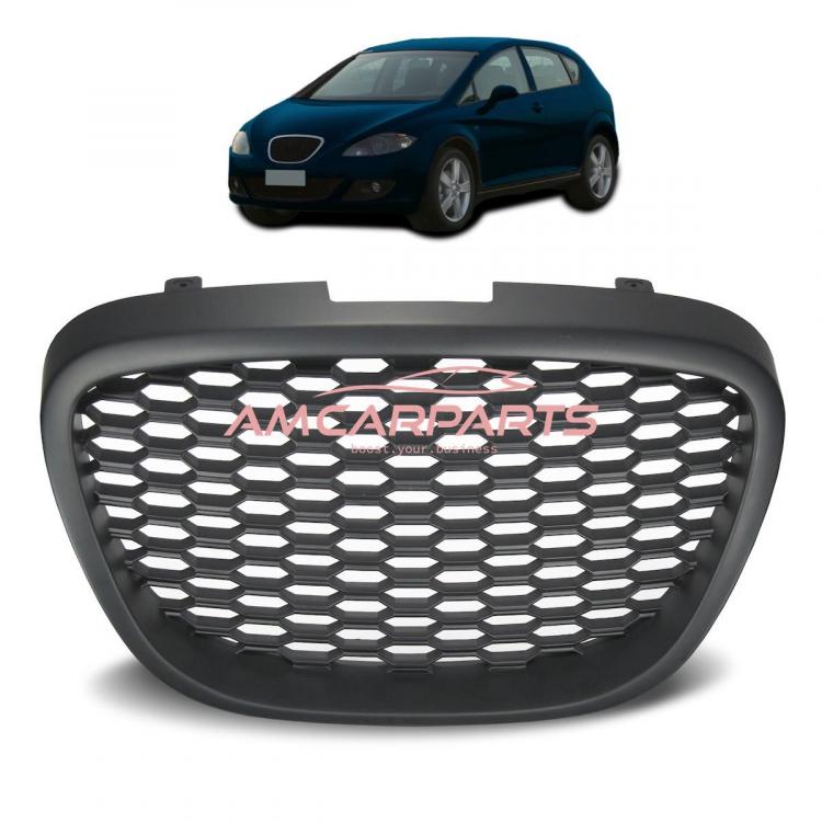 Upgrade Design Kühlergrill ohne Emblem Schwarz für SEAT LEON (1P) und ALTEA (5P) Vor-Facelift 2005-2009