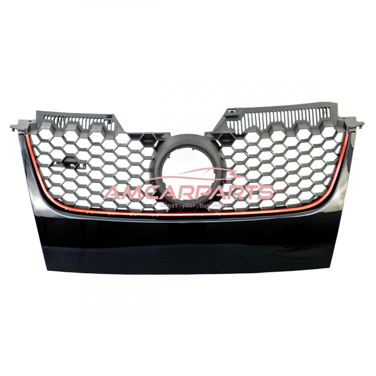 Preview: Upgrade Design Kühlergrill Rot mit Emblemhalter für VW Golf 5 GTI 2003-2009