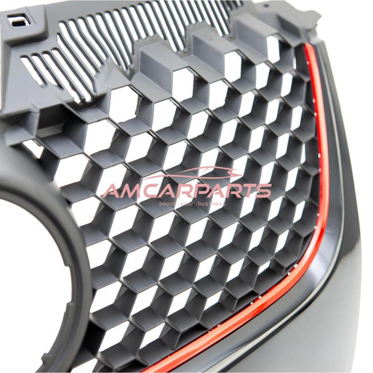 Upgrade Design Kühlergrill Rot mit Emblemhalter für VW Golf 5 GTI 2003-2009