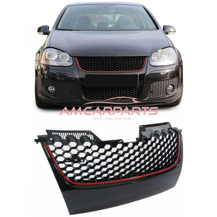 Upgrade Design Kühlergrill Rot ohne Emblemhalter für VW Golf 5 GTI 2003-2009