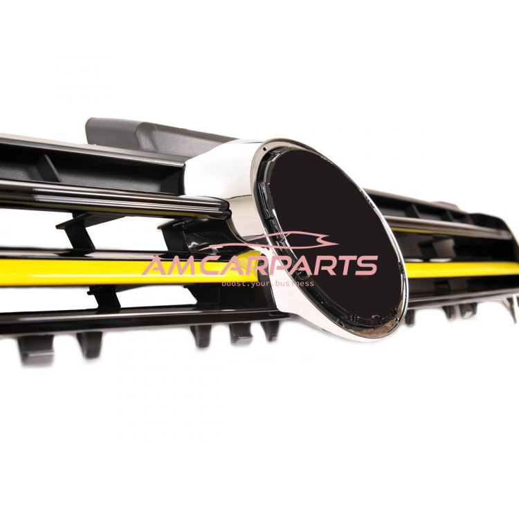 Preview: Upgrade Design Kühlergrill Schwarz mit gelben Zierstreifen für VW Golf 7 Vor-Facelift 2012-2017