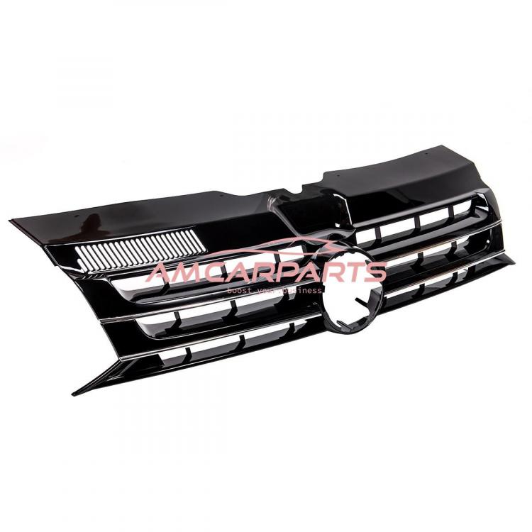 Preview: Upgrade Design Kühlergrill in Schwarz glänzend mit chrom Streifen, für VW Transporter T5.1 Facelift 2009-2015