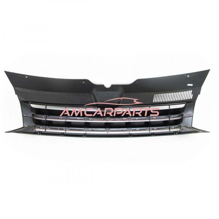 Upgrade Design Kühlergrill für Volkswagen T5 09-15 Hochglanz-schwarz mit Roter Zierleiste ohne Emblemhalter