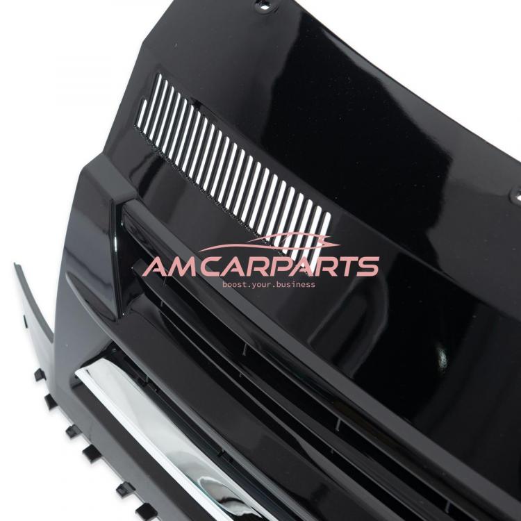 Preview: Upgrade Design Kühlergrill für Volkswagen T6 15-19 Hochglanz-schwarz mit Chromleiste ohne Emblemhalter