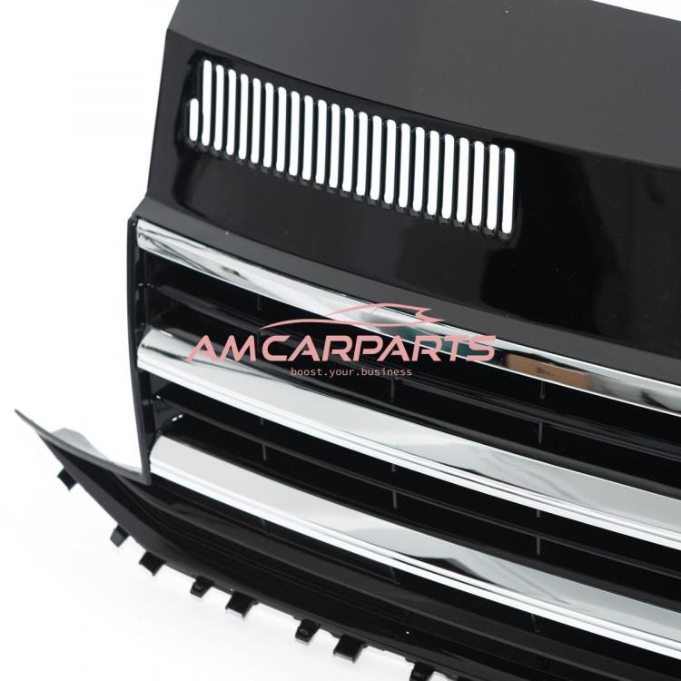 Preview: Upgrade Design Kühlergrill für Volkswagen T6 15-19 Hochglanz-schwarz mit Chrom Leiste und Emblemhalter