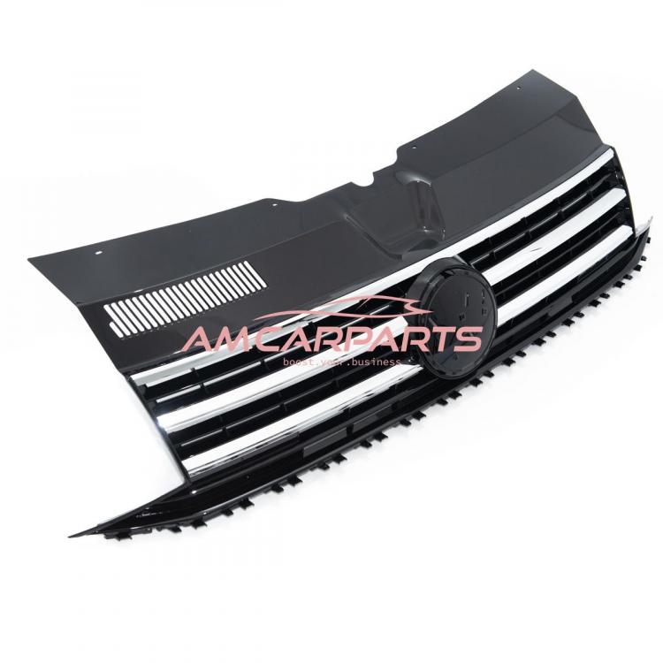 Preview: Upgrade Design Kühlergrill für Volkswagen T6 15-19 Hochglanz-schwarz mit Chrom Leiste und Emblemhalter