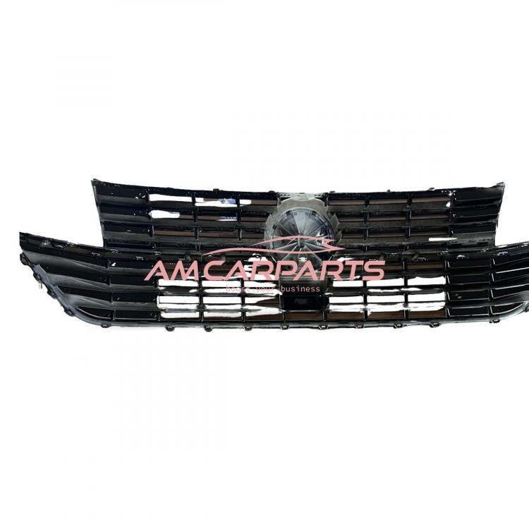 Preview: Upgrade Design Kühlergrill Schwarz glänzend mit chrom Zierstreifen und Emblemhalter für VW T6.1 Multivan 2019-2024