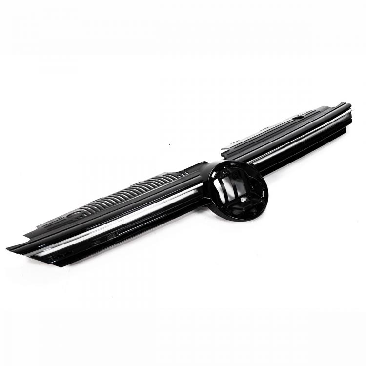 Preview: Upgrade Design Kühlergrill schwarz mit chrom Zierstreifen für VW Golf 8 R  2019+