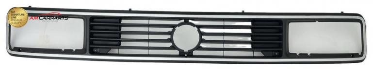 Upgrade Sportgrill / Kühlergrill schwarz/chrom ohne Emblem für Volkswagen T3 (Eckige Scheinwerfer-Aussparung) 79-92