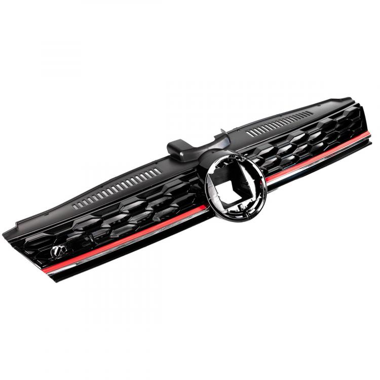 Preview: Upgrade Design Kühlergrill Schwarz mit roten Zierstreifen für VW Golf 7.5 GTI  2017-2020