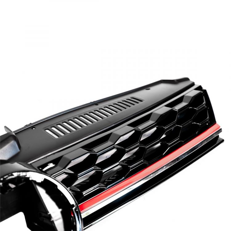Preview: Upgrade Design Kühlergrill Schwarz mit roten Zierstreifen für VW Golf 7.5 GTI  2017-2020