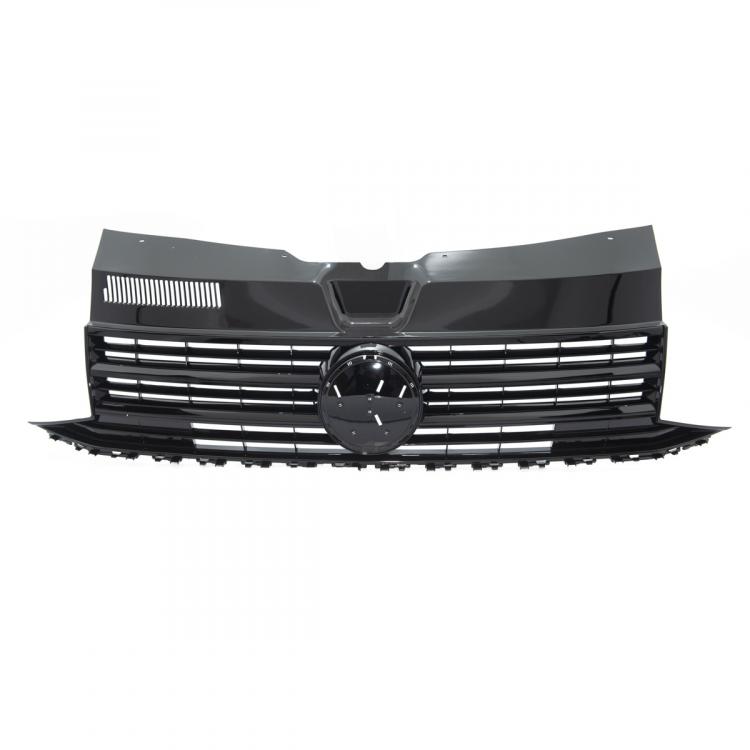 Paket-Upgrade Design Kühlergrill + Set Gitter Grill Einsatz Stoßstange vorne unten Hochglanz Schwarz-für Volkswagen T6 15-19 Hochglanz-schwarz