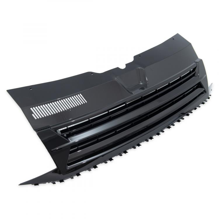 Paket-Upgrade Design Kühlergrill + Set Gitter Grill Einsatz Stoßstange vorne unten Hochglanz Schwarz-für Volkswagen T6 15-19 Hochglanz-schwarz