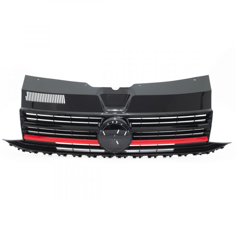 Paket-Upgrade Design Kühlergrill + Set Gitter Grill Einsatz Stoßstange vorne unten Hochglanz Schwarz-für Volkswagen T6 15-19 Hochglanz-schwarz