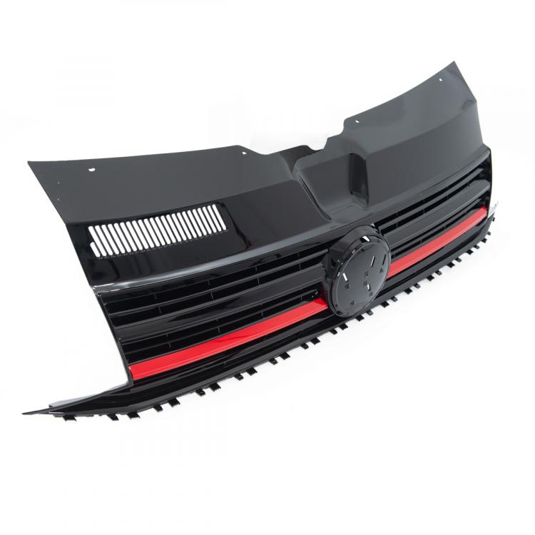 Paket-Upgrade Design Kühlergrill + Set Gitter Grill Einsatz Stoßstange vorne unten Hochglanz Schwarz-für Volkswagen T6 15-19 Hochglanz-schwarz