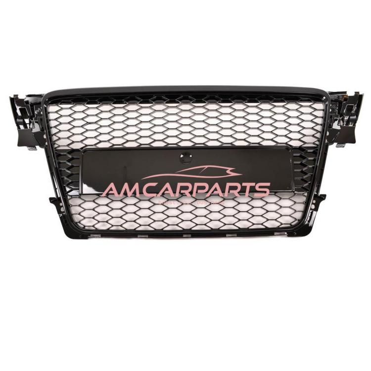 Preview: Upgrade Design Sportgrill / Kühlergrill für Audi A4 B8 08-12 Hochglanz-schwarz in Wabendesign