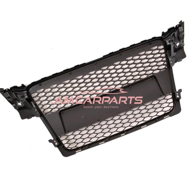 Preview: Upgrade Design Sportgrill / Kühlergrill für Audi A4 B8 08-12 Hochglanz-schwarz in Wabendesign