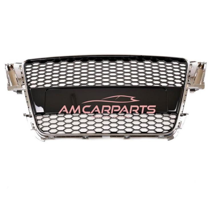 Preview: Upgrade Sportgrill / Kühlergrill für Audi A5 (8T) Coupe Cabrio Sportback 07-11 Chrom / Hochglanz-schwarz in Wabendesign