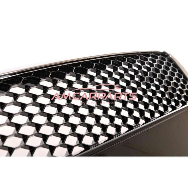 Preview: Upgrade Sportgrill / Kühlergrill für Audi A5 (8T) Coupe Cabrio Sportback 07-11 Chrom / Hochglanz-schwarz in Wabendesign
