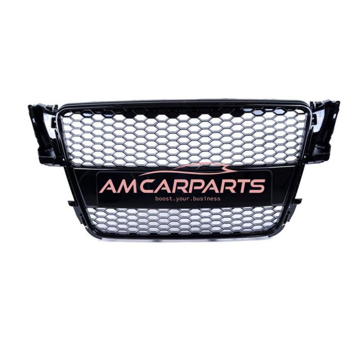 Preview: Upgrade Sportgrill / Kühlergrill für Audi A5 (8T) Coupe Cabrio Sportback 07-11Chrom / Hochglanz-schwarz in Wabendesign