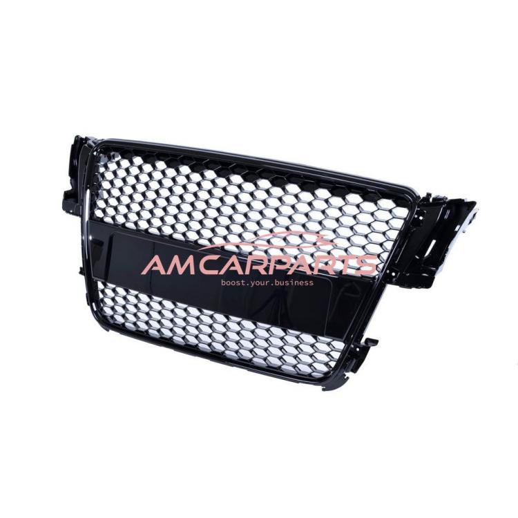 Preview: Upgrade Sportgrill / Kühlergrill für Audi A5 (8T) Coupe Cabrio Sportback 07-11Chrom / Hochglanz-schwarz in Wabendesign