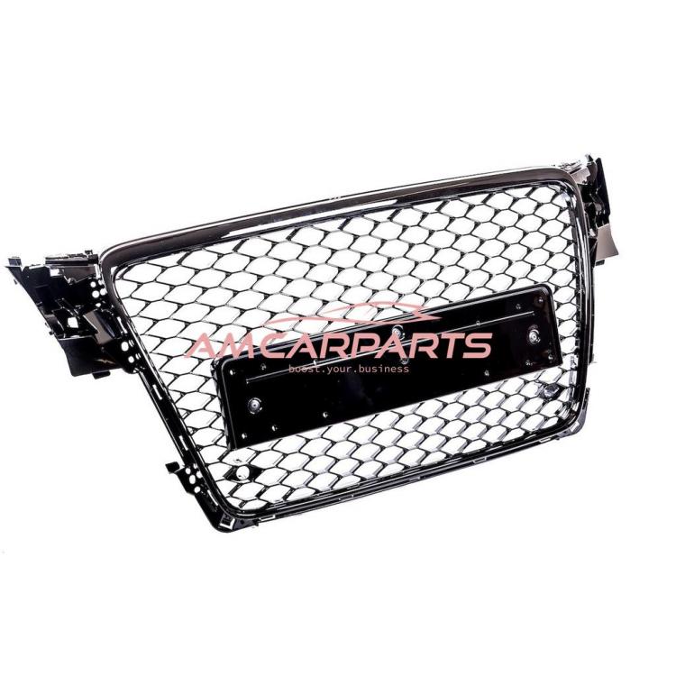 Preview: Upgrade Design Sportgrill / Kühlergrill für Audi A4 B8 08-12 Hochglanz-schwarz in Wabendesign