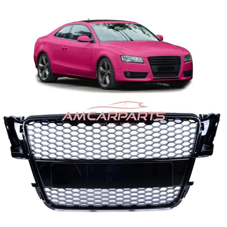 Upgrade Sportgrill / Kühlergrill für Audi A5 (8T) Coupe Cabrio Sportback 07-11Hochglanz-schwarz in Wabendesign