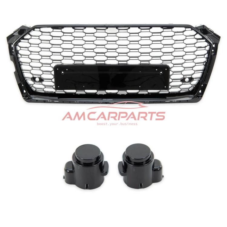 Preview: Upgrade Sportgrill / Kühlergrill für Audi A5 (F5) Coupe Cabrio Sportback 2016+ Hochglanz schwarz in Wabendesign