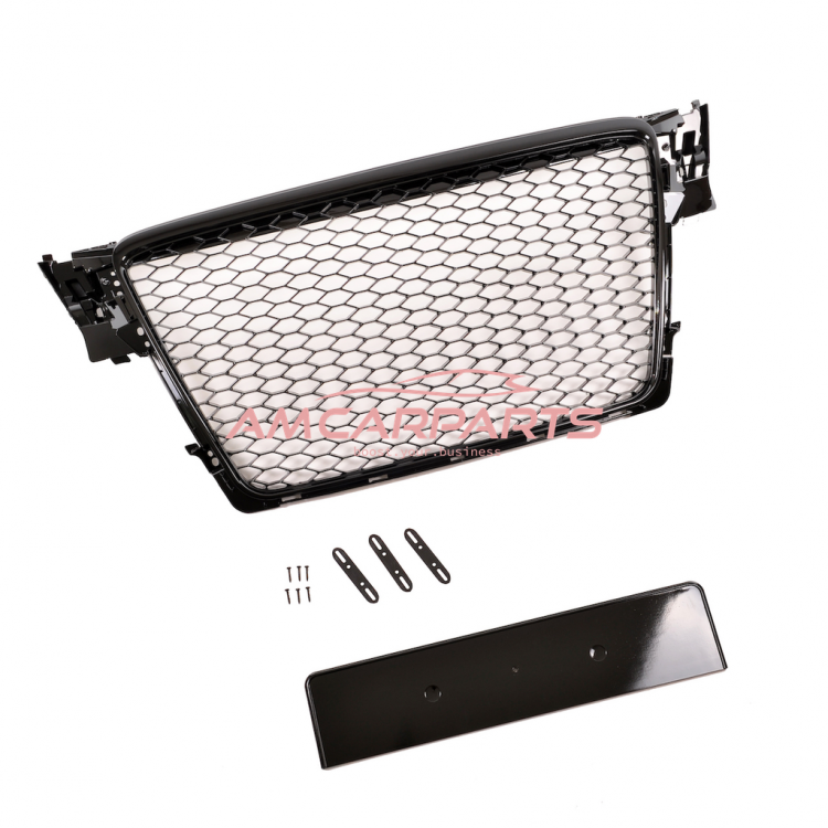 Upgrade Design Sportgrill / Kühlergrill für Audi A4 B8 08-12 Hochglanz schwarz in Wabendesign