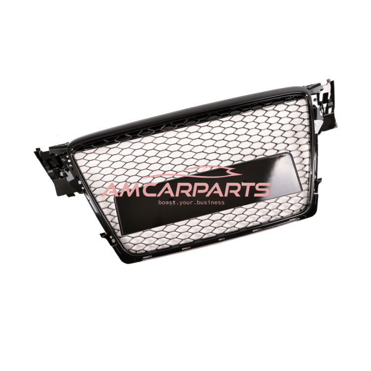 Preview: Upgrade Design Sportgrill / Kühlergrill für Audi A4 B8 08-12 Hochglanz schwarz in Wabendesign