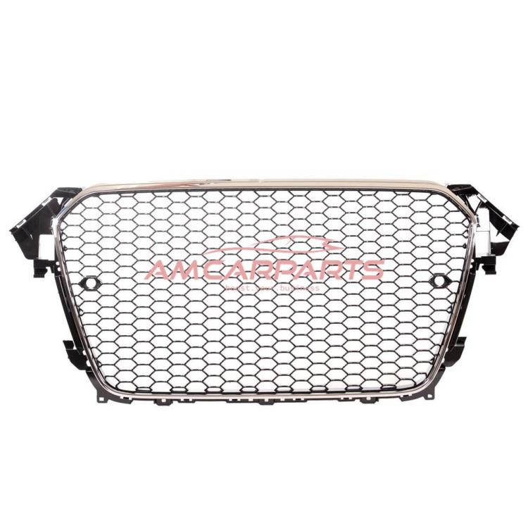 Preview: Upgrade Design Sportgrill / Kühlergrill für Audi A4 B8 Facelift 13-16 Chrom/Hochglanz-schwarz in Wabendesign