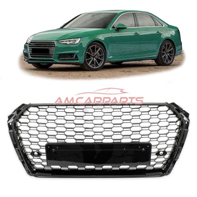 Upgrade Design Sportgrill / Kühlergrill für Audi A4 B9 (8W) 15-19 Hochglanz schwarz in Wabendesign
