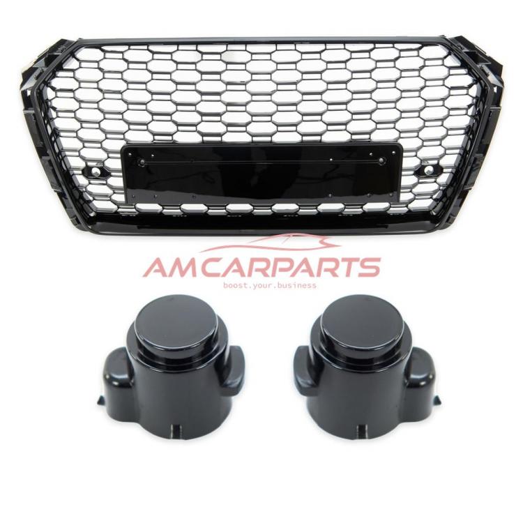 Preview: Upgrade Design Sportgrill / Kühlergrill für Audi A4 B9 (8W) 15-19 Hochglanz schwarz in Wabendesign