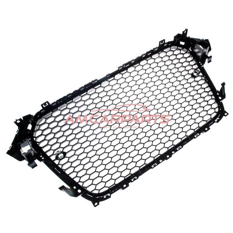 Upgrade Design Sportgrill / Kühlergrill für Audi A4 B8 Facelift 13-16 Hochglanz-schwarz in Wabendesign mit Emblemhalter