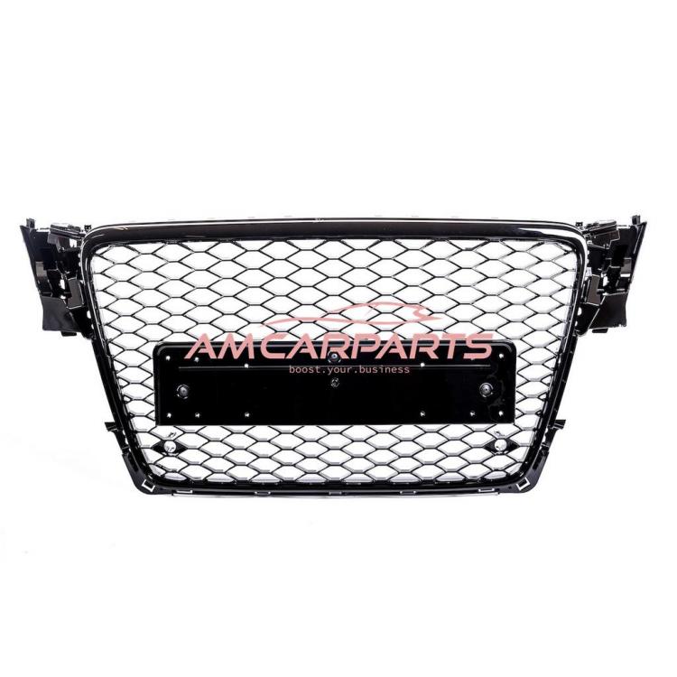 Preview: Upgrade Design Sportgrill / Kühlergrill für Audi A4 B8 08-12 Hochglanz-schwarz in Wabendesign