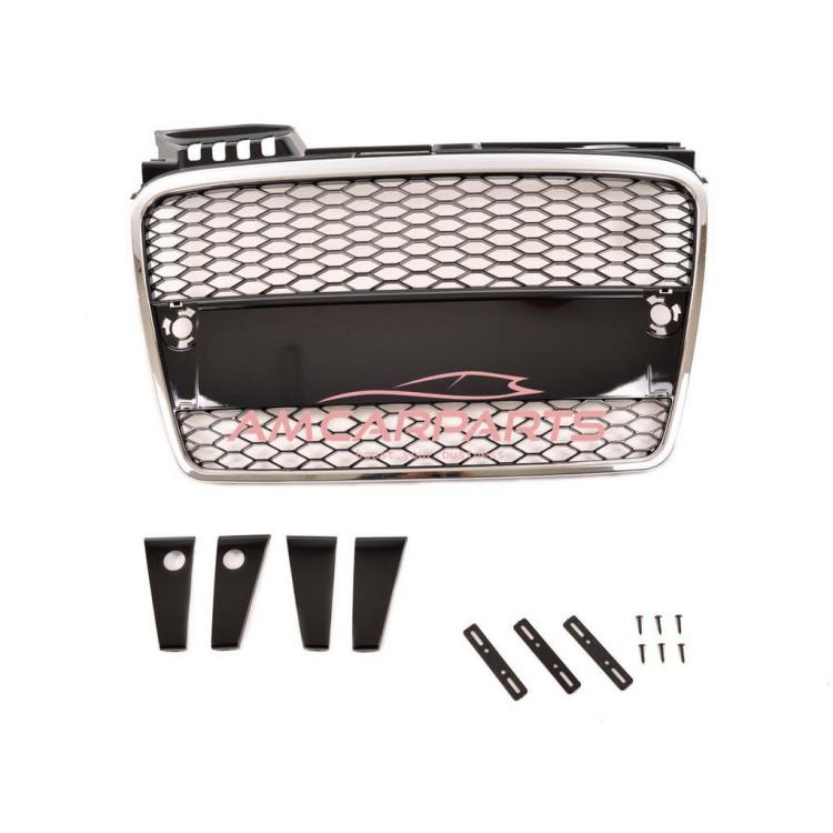 Preview: Upgrade Design Sportgrill / Kühlergrill für Audi A4 B7 05-08 chrom/schwarz in Wabengitter Optik