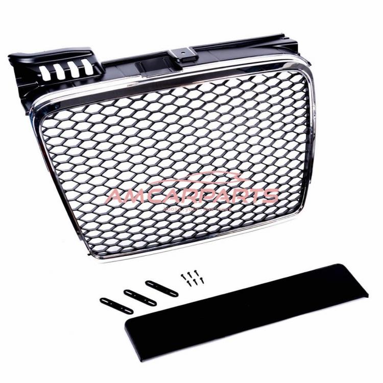Preview: Upgrade Design Sportgrill / Kühlergrill für Audi A4 B7 05-08 chrom/schwarz in Wabengitter Optik