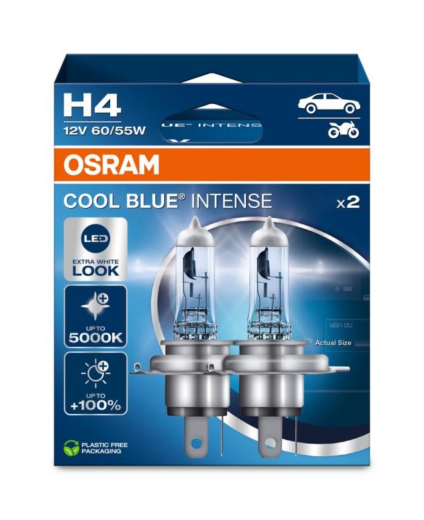 H4 12V 60/55W P43t Cool Blue INTENSE NextGen. 5000K +100% Duo 2st. OSRAM