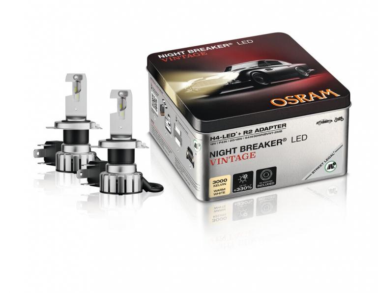 NIGHT BREAKER® LED VINTAGE H4 + R2 3000K 2St. OSRAM