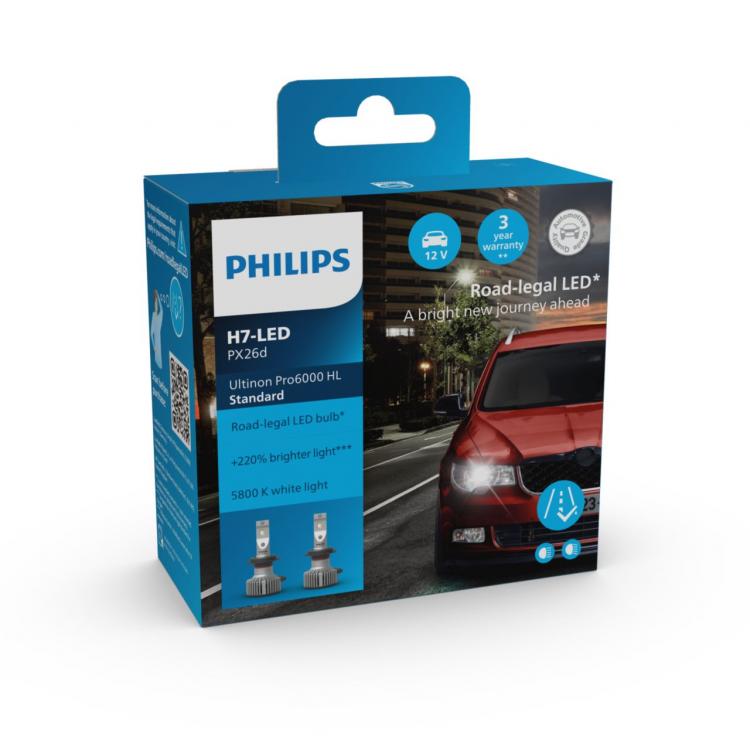 H7 12V 16W Ultinon Pro6000 LED 5800K mit Straßenzulassung Standard 2St. Philips