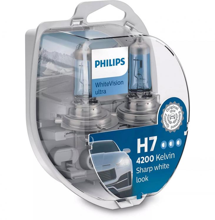 H7 12V 55W PX26d WhiteVision Ultra 4200K 2 St. + 2x W5W Philips