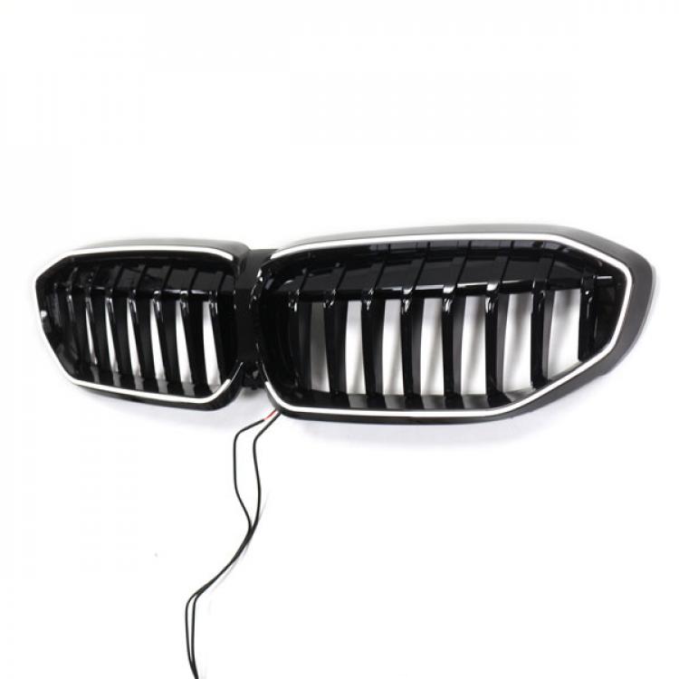 LED-Kühlergrill mit einer Lamelle in Hochglanzschwarz für BMW 3er G20 2019-2022