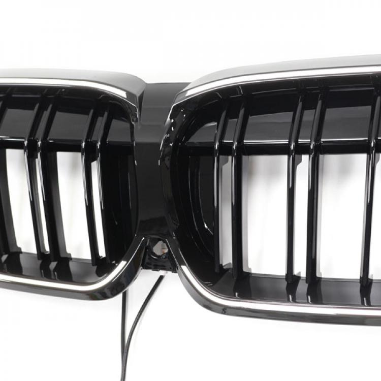LED-Doppellamellen-Kühlergrill in Schwarz glänzend passend für BMW 3er G20 2019-2023