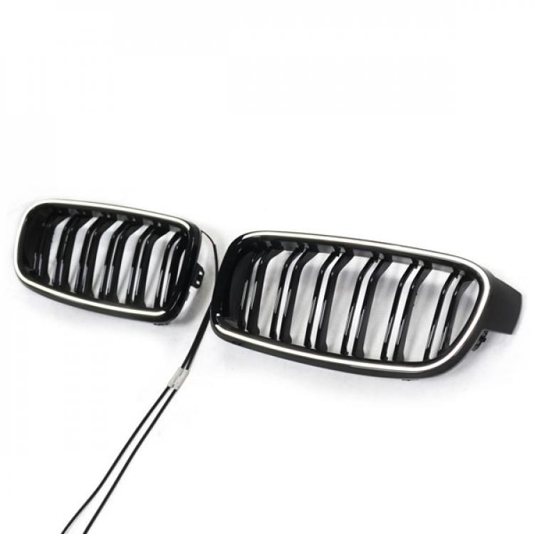 LED-Doppellamellen-Kühlergrill in Schwarz glänzend, passend für BMW 3er F30 2012–2019