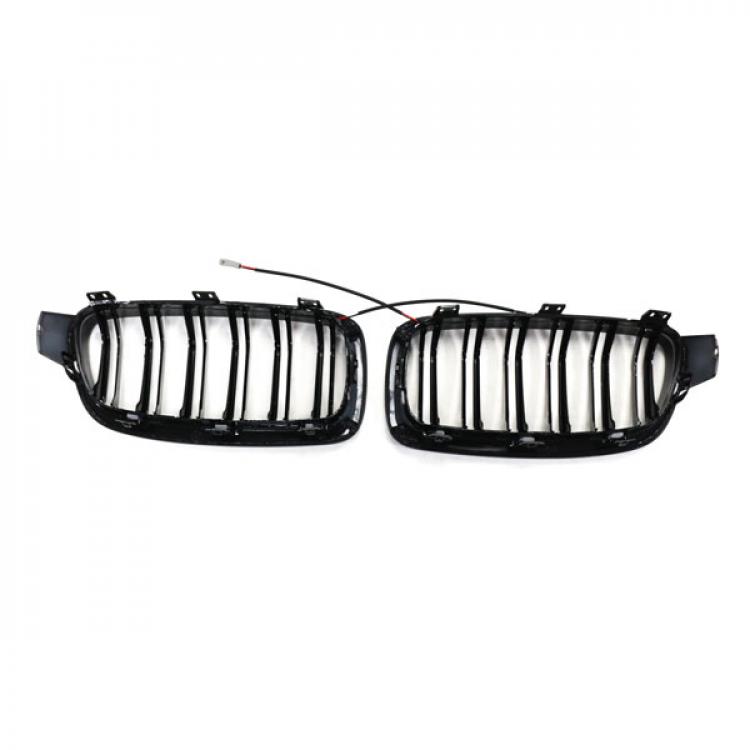 LED-Doppellamellen-Kühlergrill in Schwarz glänzend, passend für BMW 3er F30 2012–2019