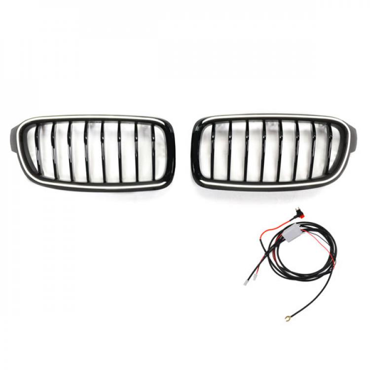 LED-Kühlergrill mit einer Lamelle in Schwarz glänzend, passend für BMW 3er F30 2012–2019