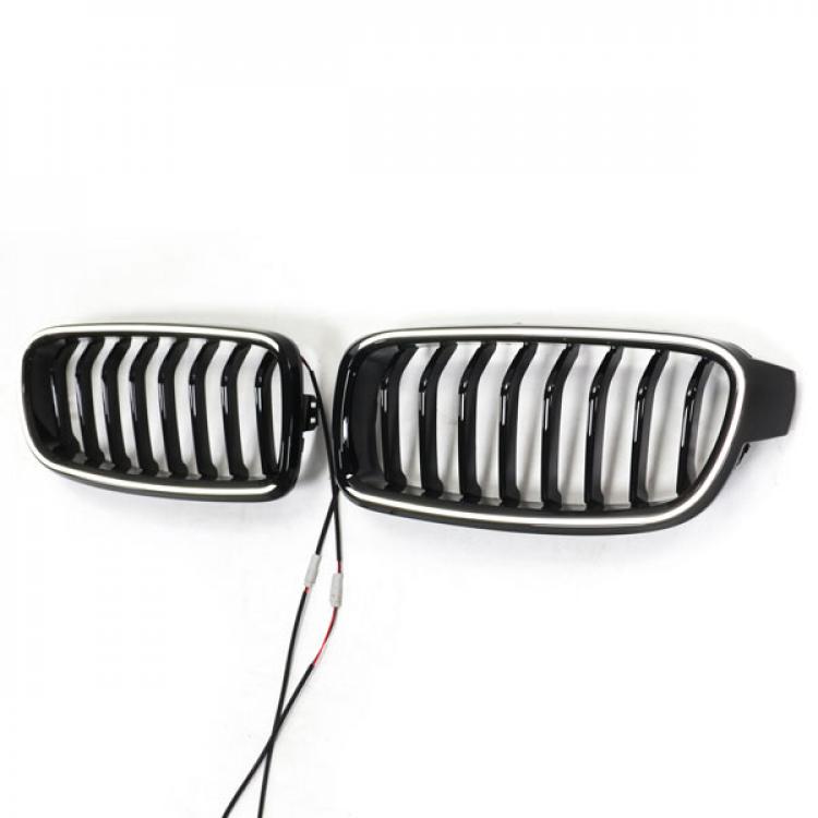 LED-Kühlergrill mit einer Lamelle in Schwarz glänzend, passend für BMW 3er F30 2012–2019