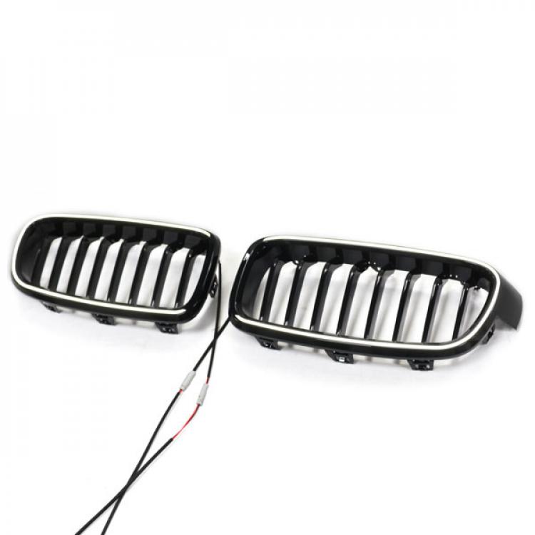 LED-Kühlergrill mit einer Lamelle in Schwarz glänzend, passend für BMW 3er F30 2012–2019