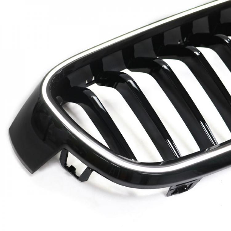 LED-Kühlergrill mit einer Lamelle in Schwarz glänzend, passend für BMW 3er F30 2012–2019