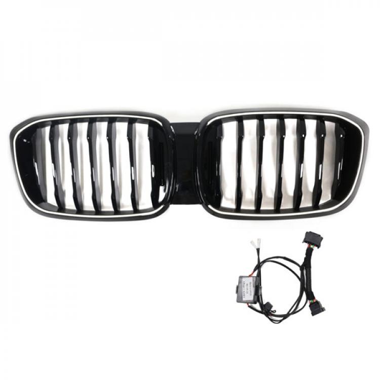 LED-Kühlergrill mit einer Lamelle in Schwarz glänzend, passend für BMW X3 Serie G01 2018–2021